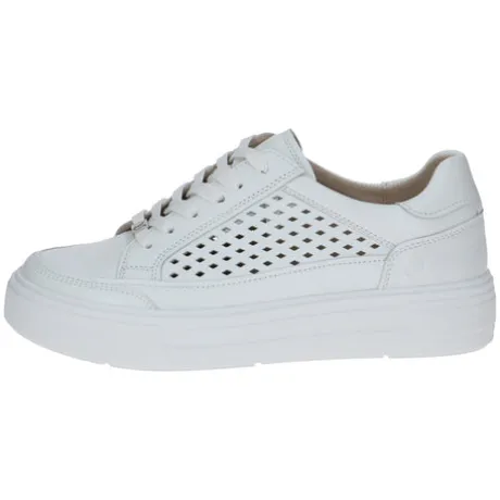 Caprice White Laser Cut-outs Platform Trainer|923719102