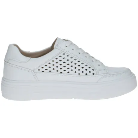 Caprice White Laser Cut-outs Platform Trainer|923719102