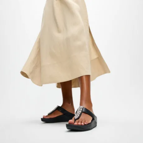 Fitflop Pearls and Crystal Black Toe Post|A2N001