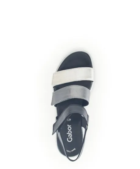 Gabor Blue and Silver Wedge Sandal|8462061