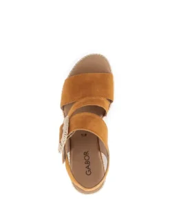 Gabor Orange Suede Wedge Sandal|8477110