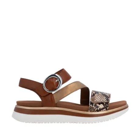Remonte Brown Snake Print Sandal|D1J6425