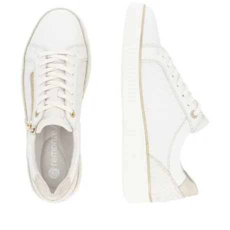 Remonte White Mini Wedge Trainer|D2E0080W