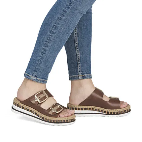 Rieker Brown Wedge Sandal|V795524BR