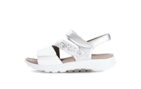 Rolling Soft White and Silver Mini Wedge Sandal|8681351