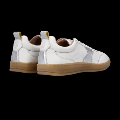 Salamander White and Silver Leather Trainer|F31ARN0320