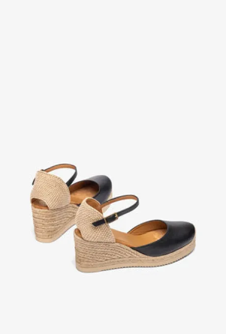 Unisa black Leather Espadrille|CACE26BK