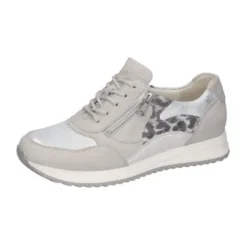 Waldlaufer Wide Fit Grey and Animal Print Trainer| 752016424
