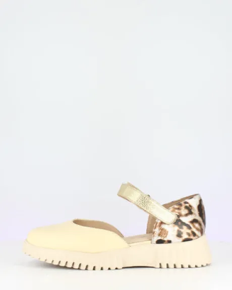 WondersBeige and Leo Print Wedge Sandal|A4412V